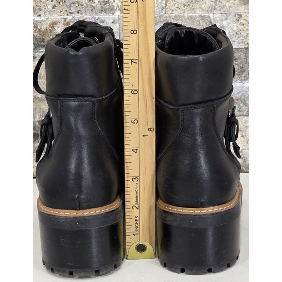 Naturalizer Tia Leather Ankle Boots Combat Moto Biker Lace-Up Black Womens 10M - Picture 13 of 13